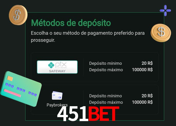 O cassino 451bet oferece uma grande variedade de métodos de pagamento